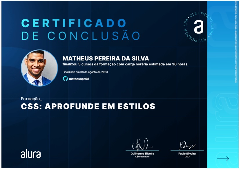 certificado de cursos alura css